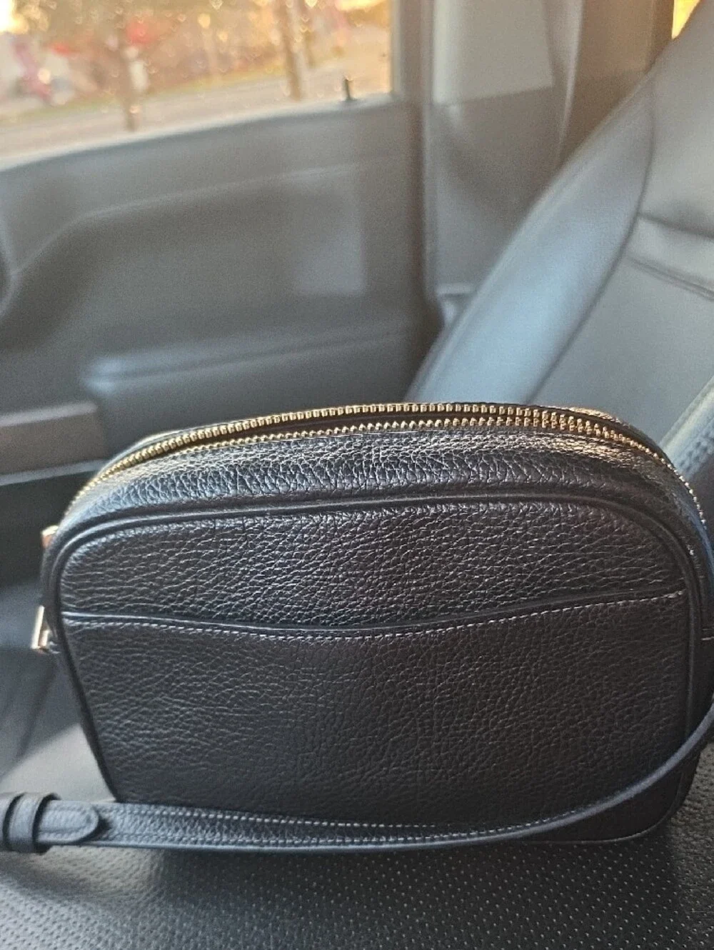 Coach Black Pebbled Leather Crossbody with Gold Hardware